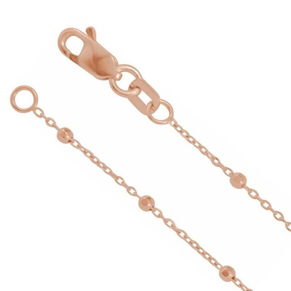 1.7mm 14K Rose Gold Beaded Cable Chain Necklace, 16 Inch